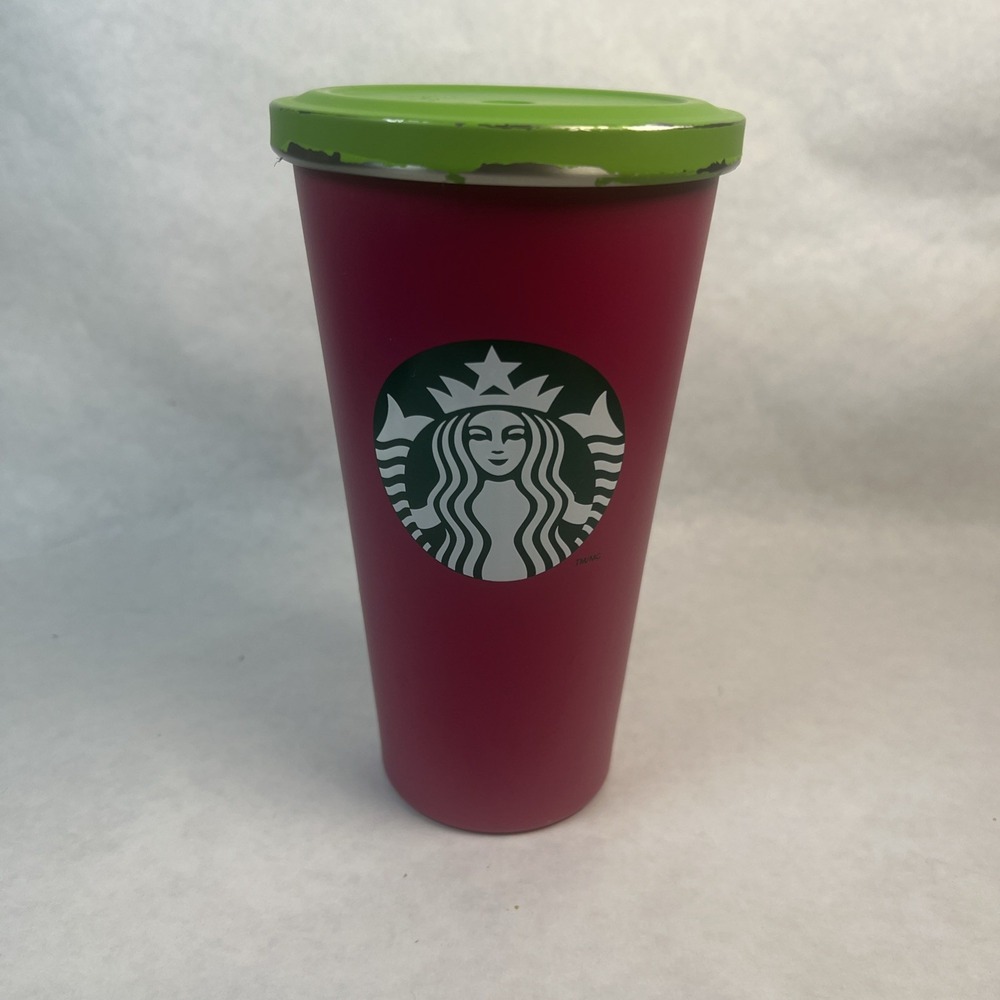 Starbucks 2014 Pink &‎ Green Mermaid Cold Beverage Travel Tumbler 16oz Stainless